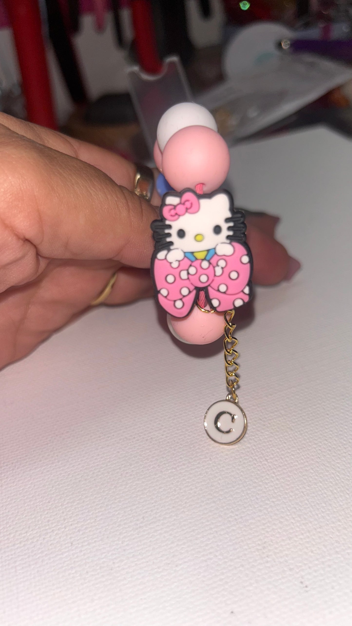 Kitty cup charm w/initial